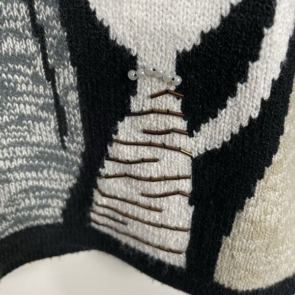 VTG Allison Daley Beaded Cat Sweater Size PL Black Full Zip Cardigan Fun Classic - Picture 12 of 16